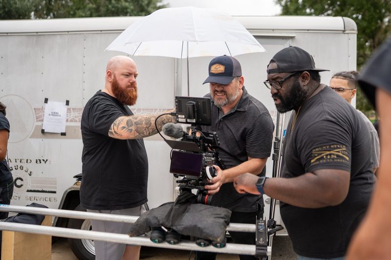 The crew on the dolly